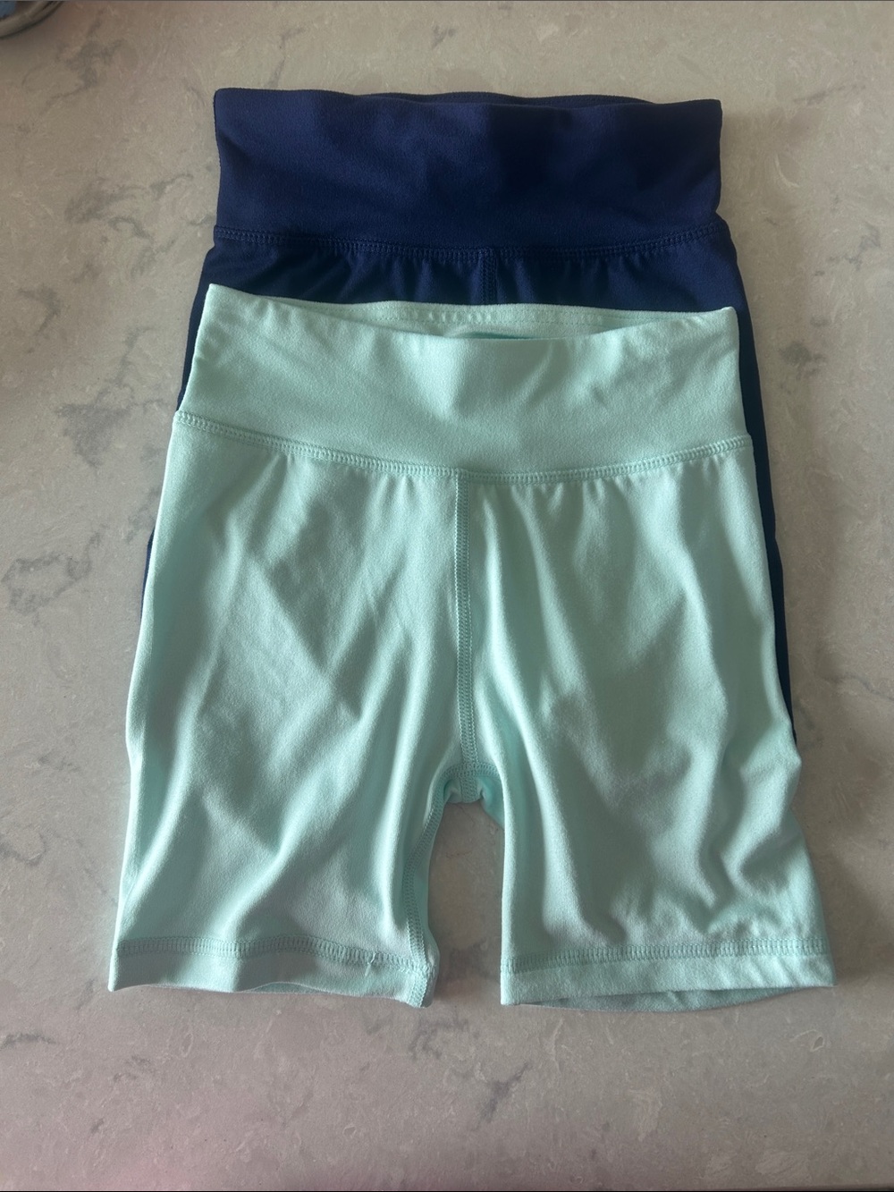32 degrees COOL Kids High-Waist Bike Shorts - Mint and Navy size 2T